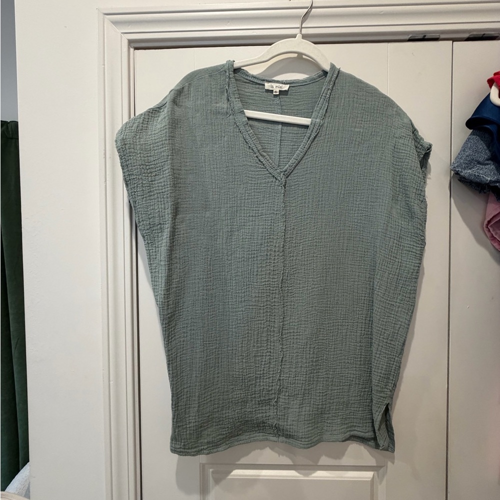 Sage Green Gauze Top - Size Small